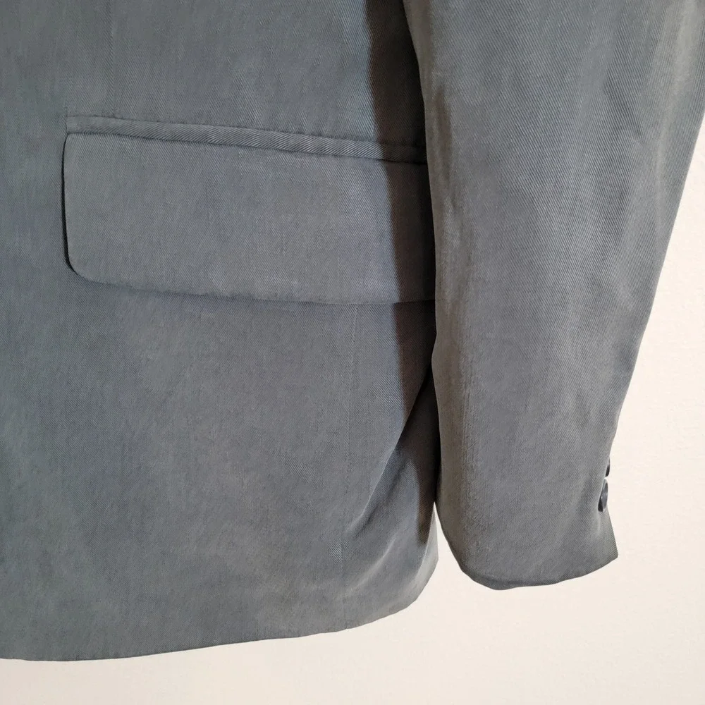 Oscar de la Renta Mens‎ 42R Blazer Slate Blue 100% Tencel 3-Button Jacket Suit